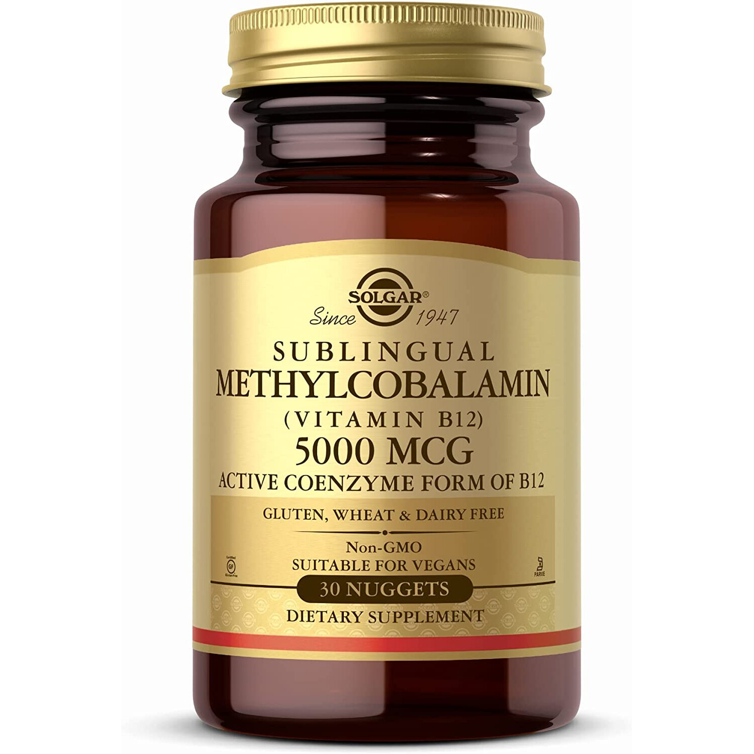 Solgar Methylcobalamin Vitamin B12, 5000 mcg, 30 Vegan Nuggets