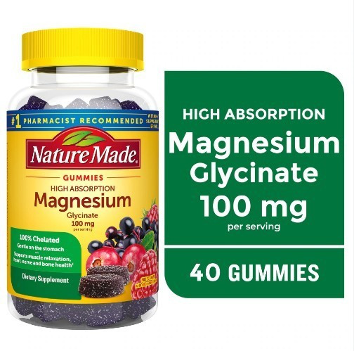 Nature Made Magnesium Glycinate Gummies  100 mg 40 Count Mixed Berry 8/2027