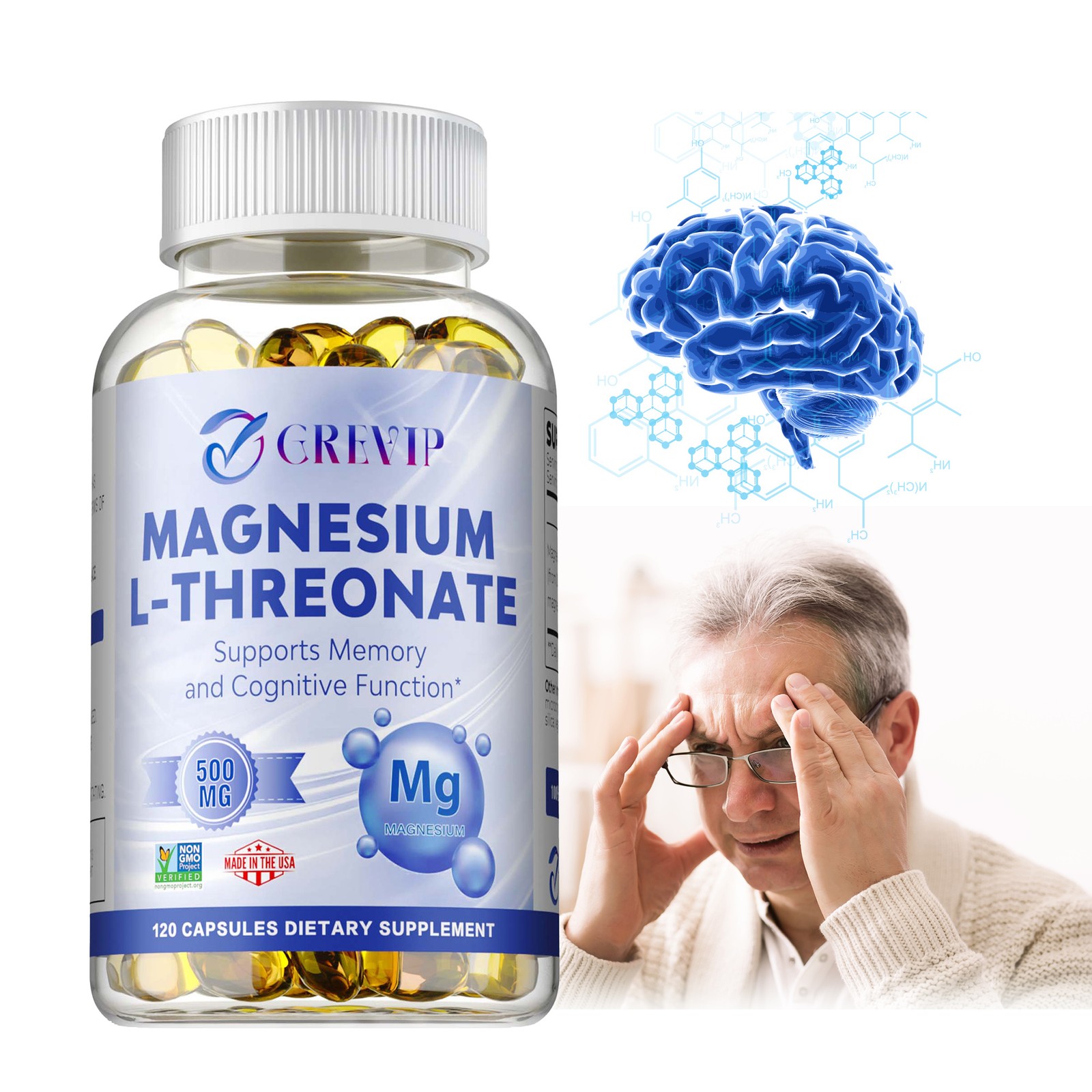 Magnesium L-threonate- Support Focus, Improved Sleep, Mood & Cognitive Abilities