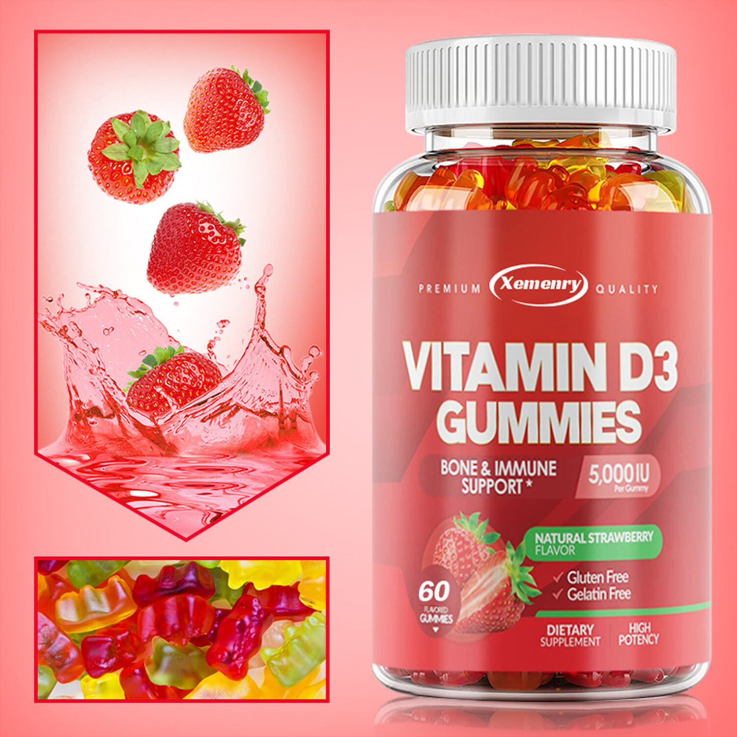 Vitamin D3 5000IU- Cholecalciferol, Immune System & Energy Support, Antioxidants