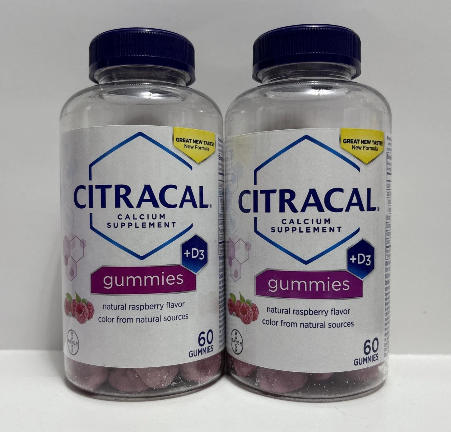 Citracal Calcium Gummies W/ Vitamin D3-Raspberry Flavor-60ct 2 PACK EXp 02/26