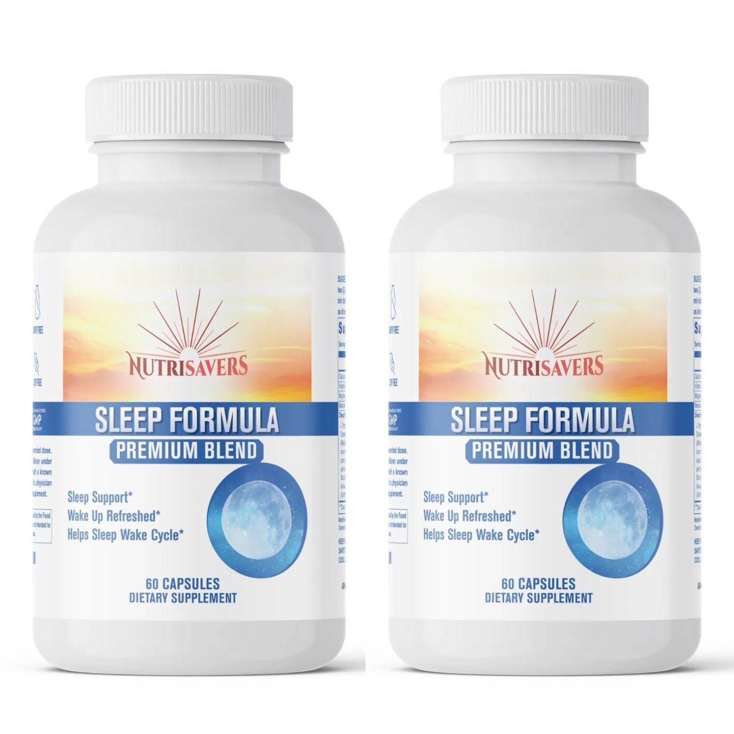 Sleep Support Formula with Melatonin, Nighttime Aid Supplement 60 Caps 2-Pack