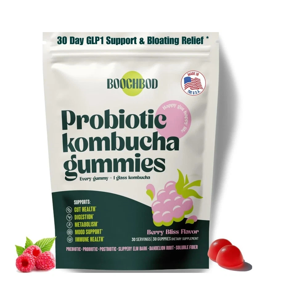 – Probiotic Kombucha Gummy – Prebiotics, Probiotics, Postbiotics, Fiber Suppl…
