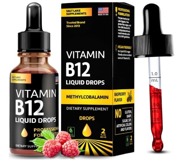 Vitamin B12 Liquid Drops – Vegan B12 5000 mcg Methylcobalamin Fast-Acting – 2oz