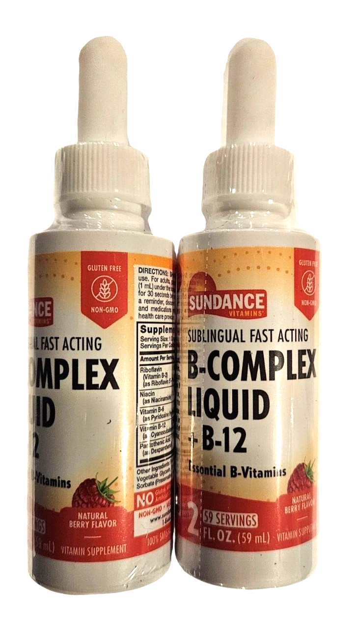 Sundance B COMPLEX Liquid + B12 1200 mcg 2oz Natural Berry Flavor ( 2 pack ) __