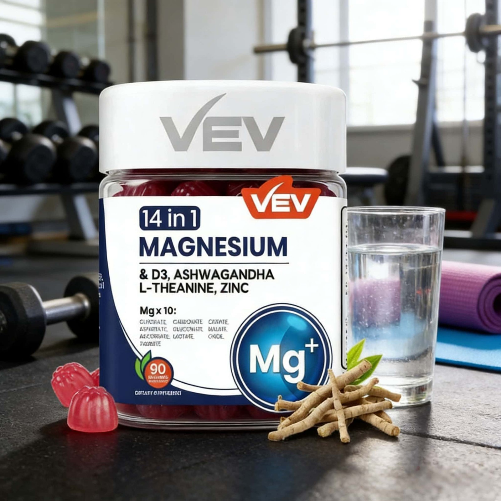 VEV 14-in-1 Magnesium Gummies Ashwagandha L-Theanine Vitamin D3 & Zinc hot