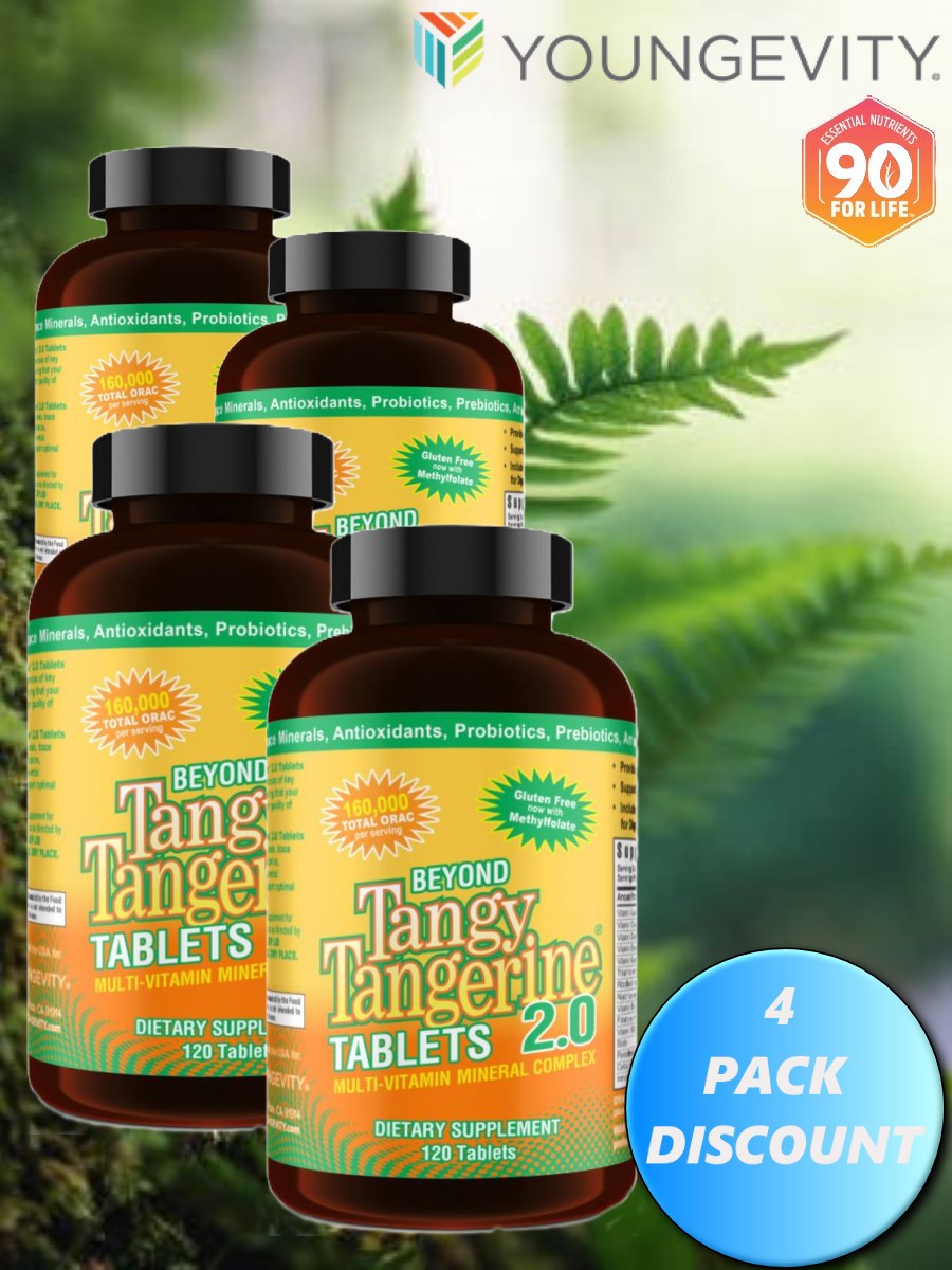 Youngevity Dr. Wallach Beyond Tangy Tangerine BTT 2.0 Tablets ( 4 Pack)