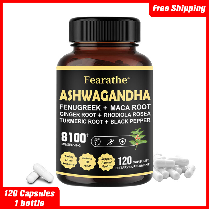 Ashwagandha Root Extract Capsules Max Strength (8100mg eq) Stress Anxiety Immune