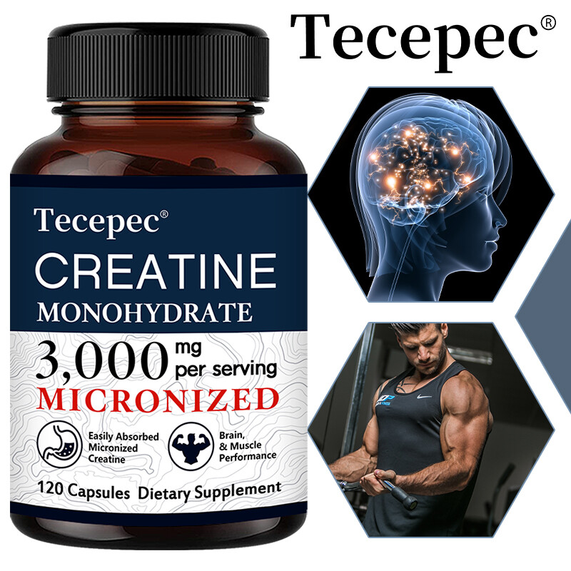 Pure Creatine Monohydrate Capsules 3000mg for Muscle Mass Strength