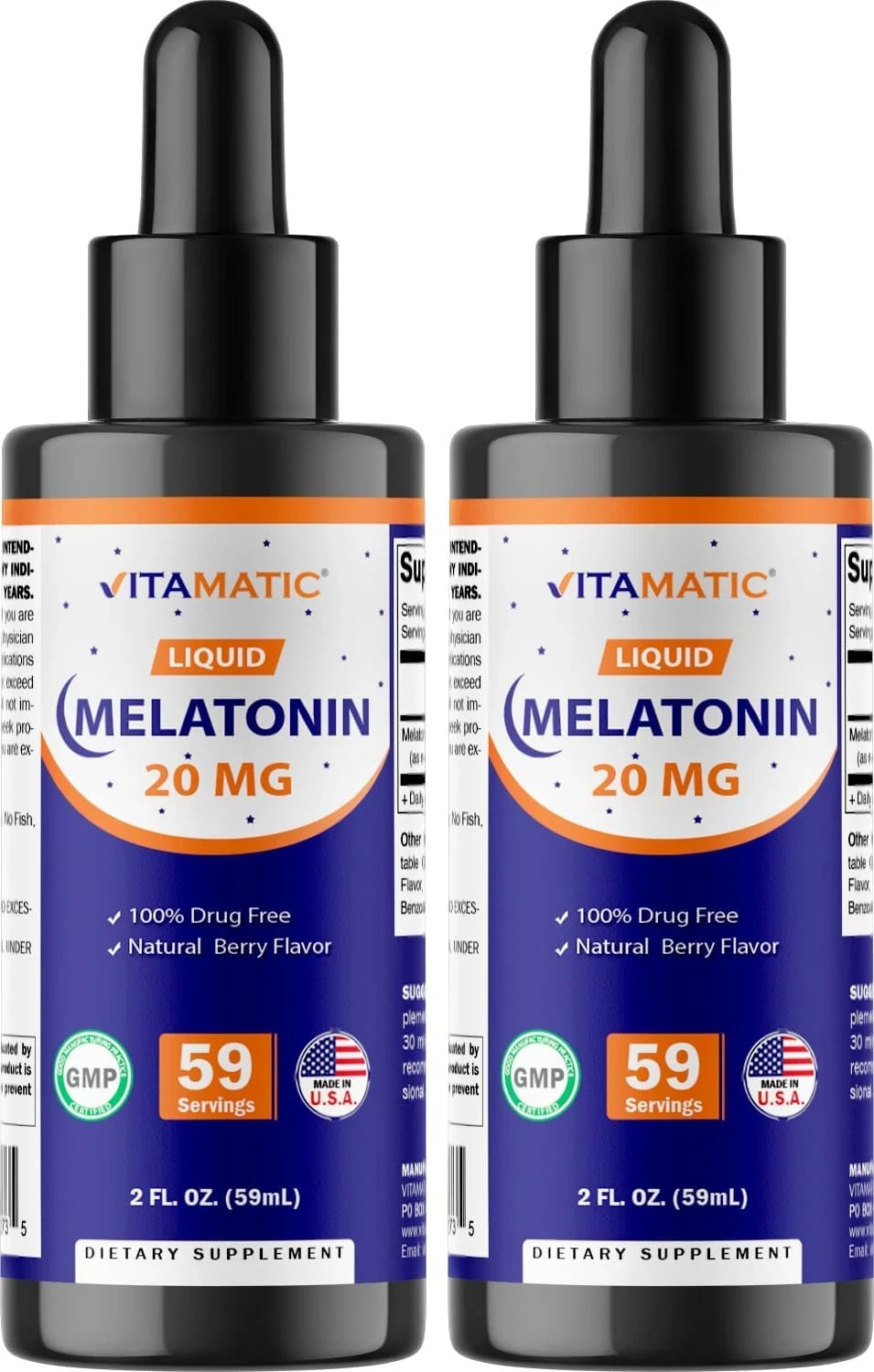 Vitamatic 2 Packs Melatonin 20Mg Liquid Drops – 2 Fluid Ounce (59Ml) – Natural B