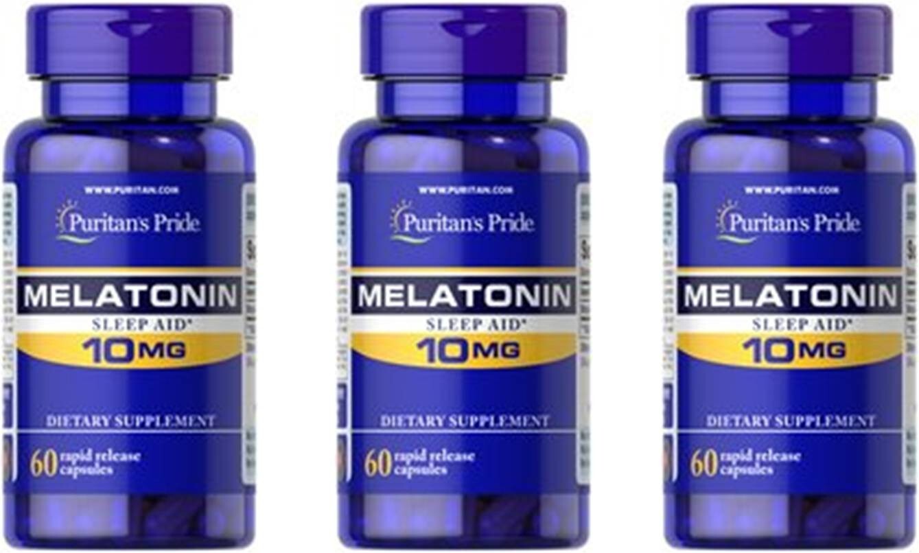 Melatonin 10Mg 3 Bottles X 60 = 180 Rapid Release Capsules made in USA