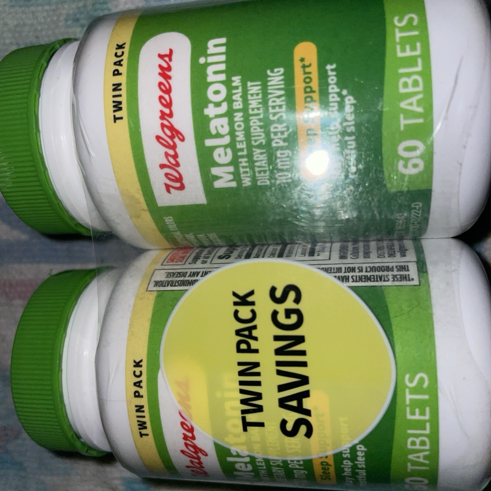 LOT OF 2 Walgreens Melatonin Sleep Support With Lemon Balm 120 ct (60 Ea) 10 mg