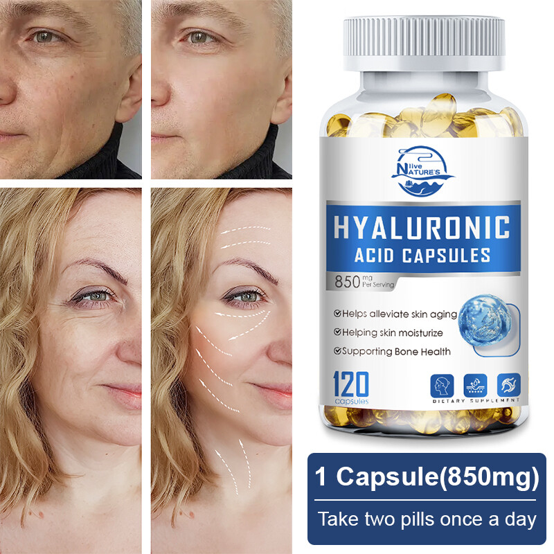 Hyaluronic Acid Hydrolized Colagen 120 Capsules Turmeric AntiAging Vitamin C & E