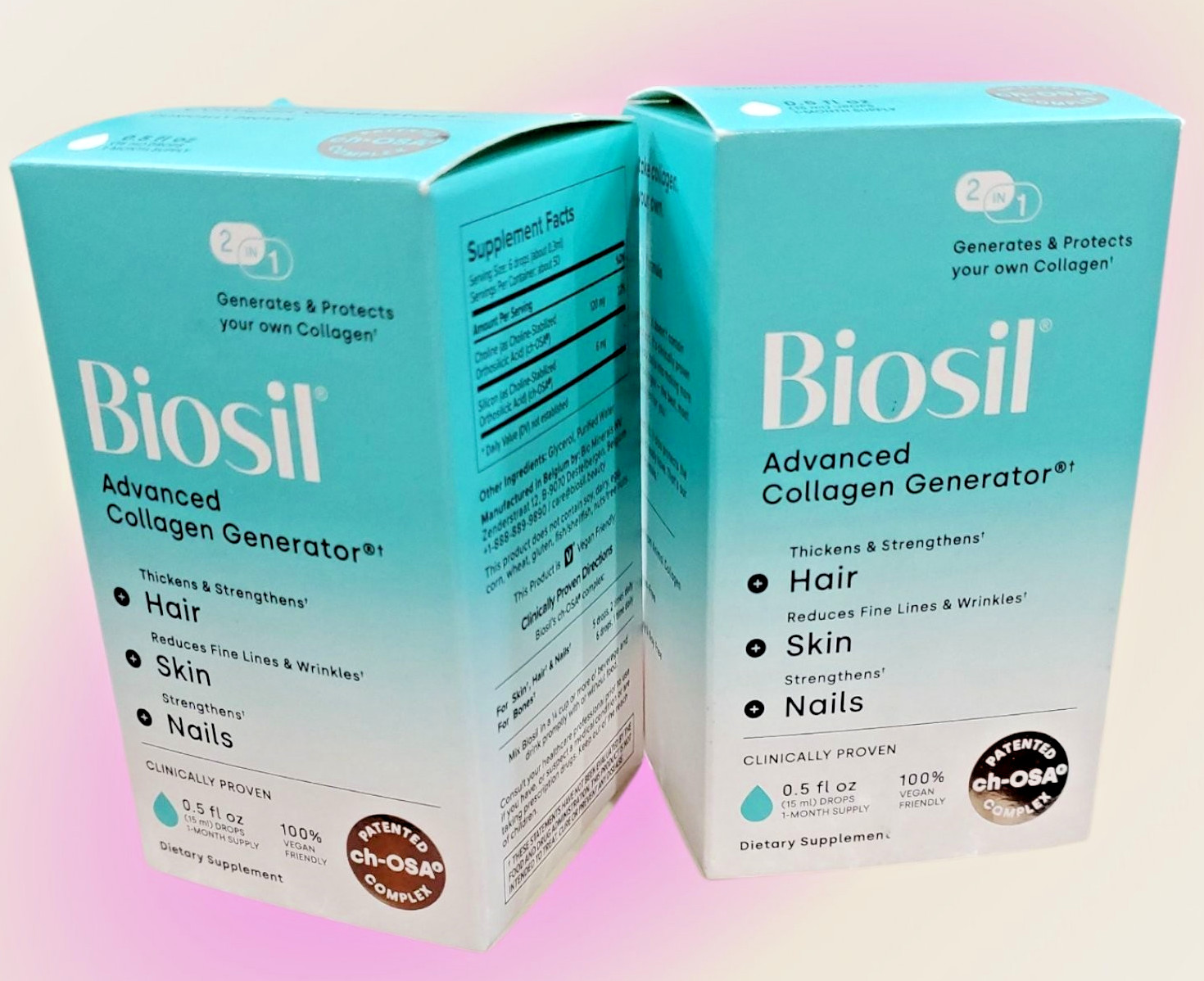 ch-OSA BioSil  Advanced Collagen Generator, 0.5 fl oz (15 ml),  2 PACK Exp 2028