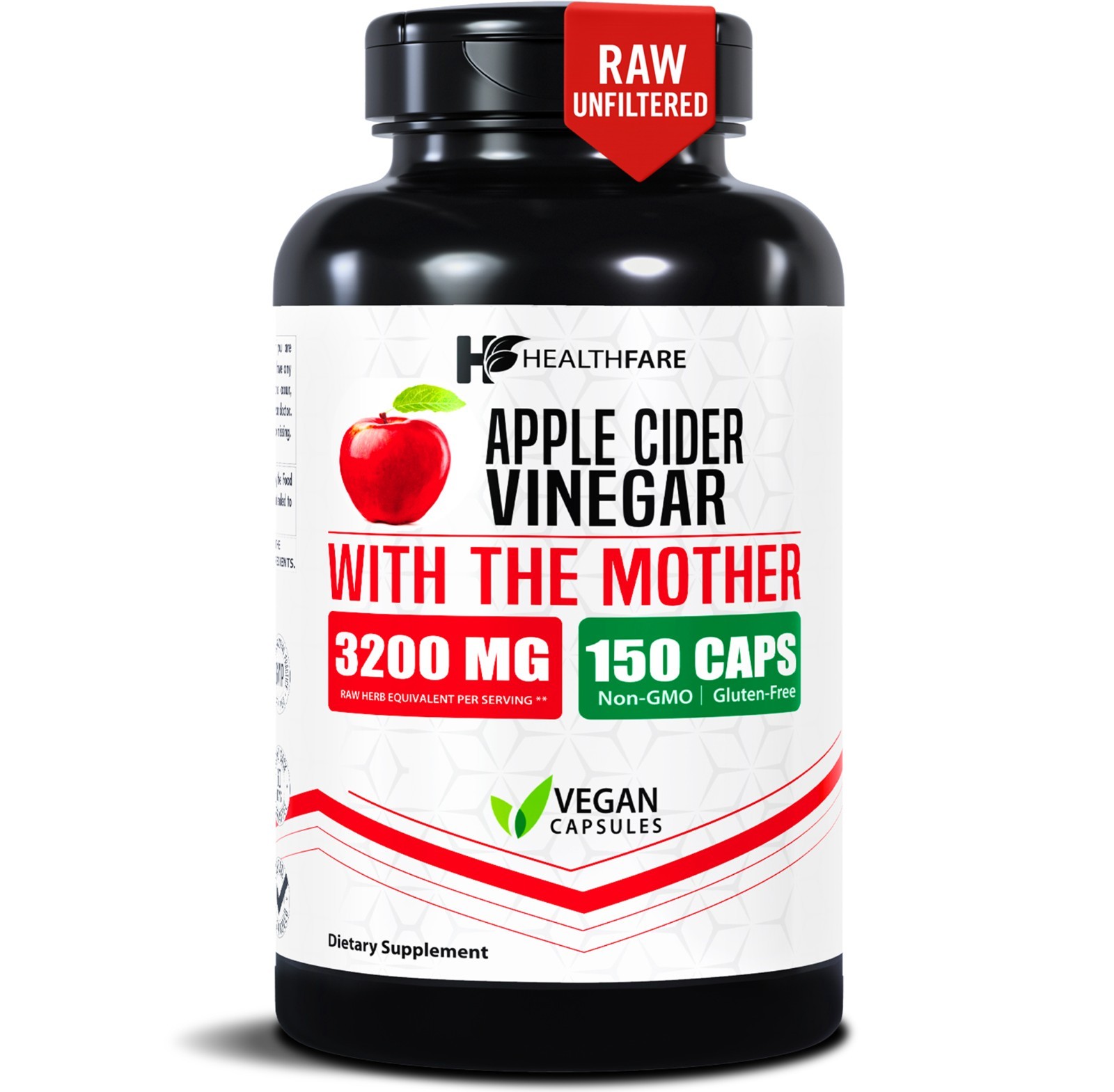 Healthfare Apple Cider Vinegar 3,200mg Maximum Immune Strength ACV Supplement