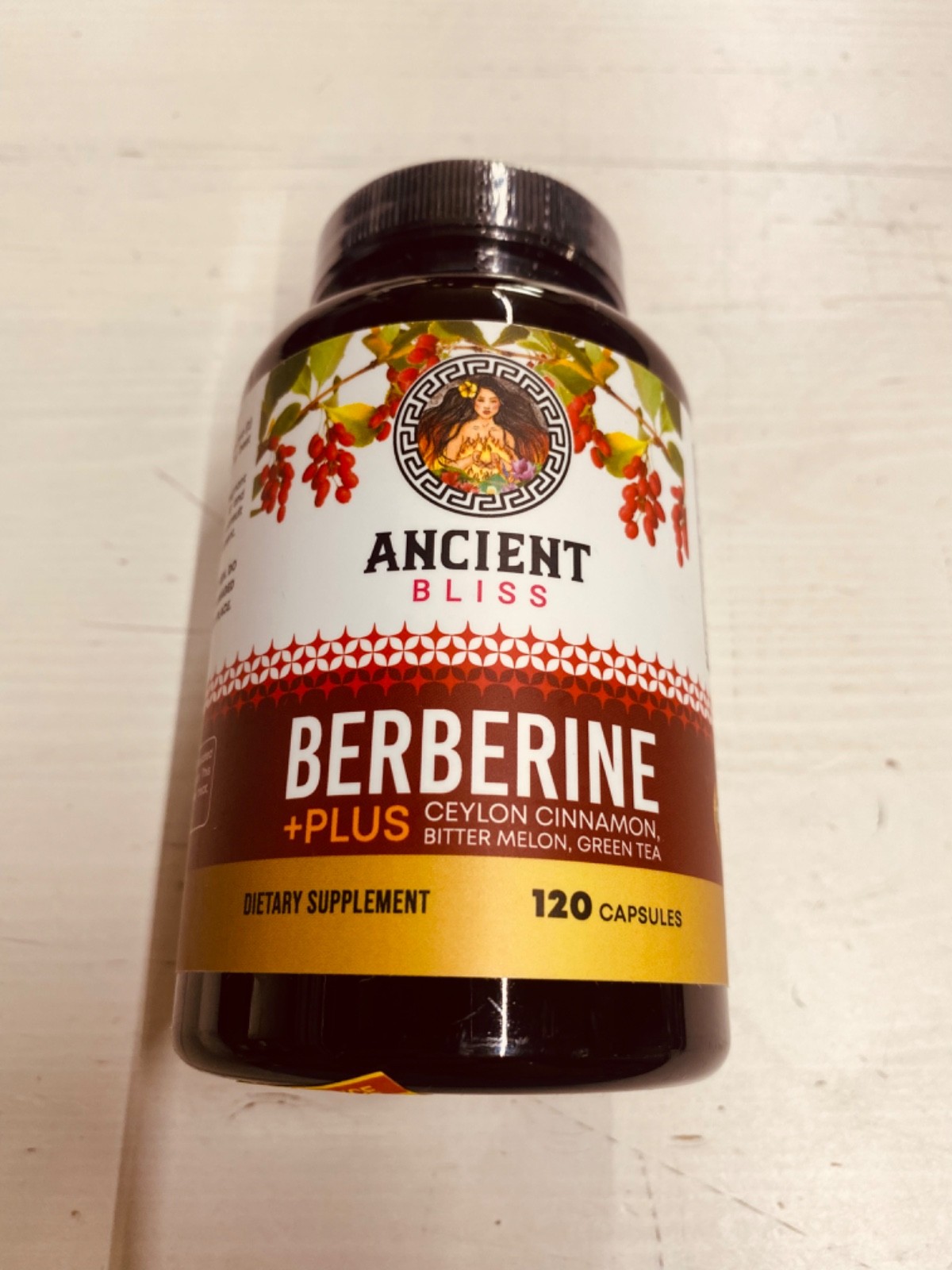 Ancient Bliss Berberine HCL 1200mg + Ceylon Cinnamon 120 Caps EGCG Vegan/NonGMO