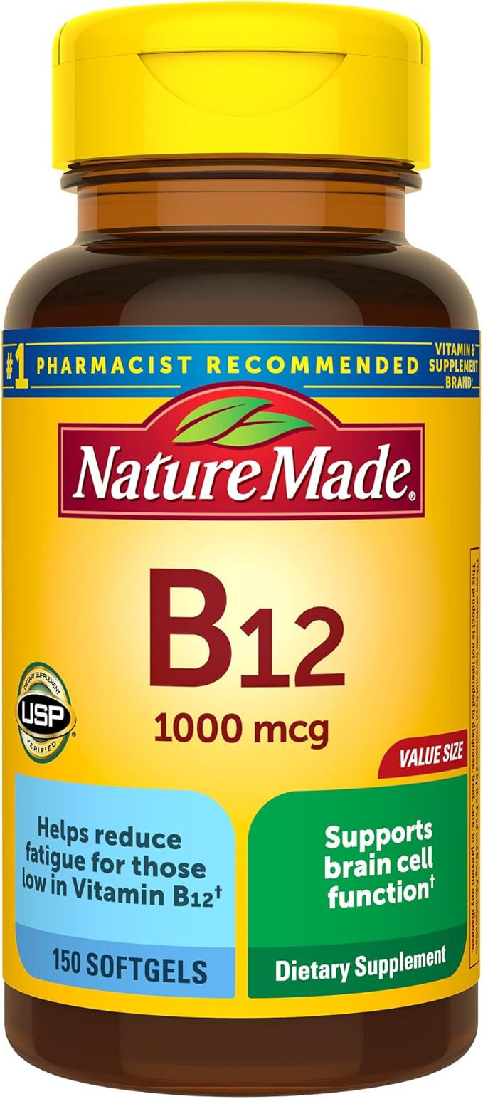 Nature Made Vitamin B12 1000mcg, Energy Support, 150 Softgels, 150-Day Supply