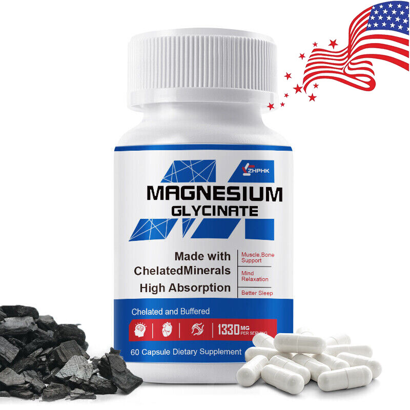1330MG Magnesium Glycinate High Absorption,Improved Sleep,Stress &Anxiety Relief