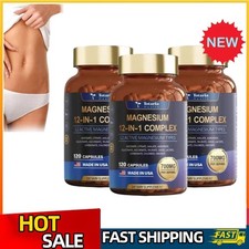1-3x Magnesium 12 in 1 Complex 700mg-Glycinate Citrate Malate Taurate 120 Caps