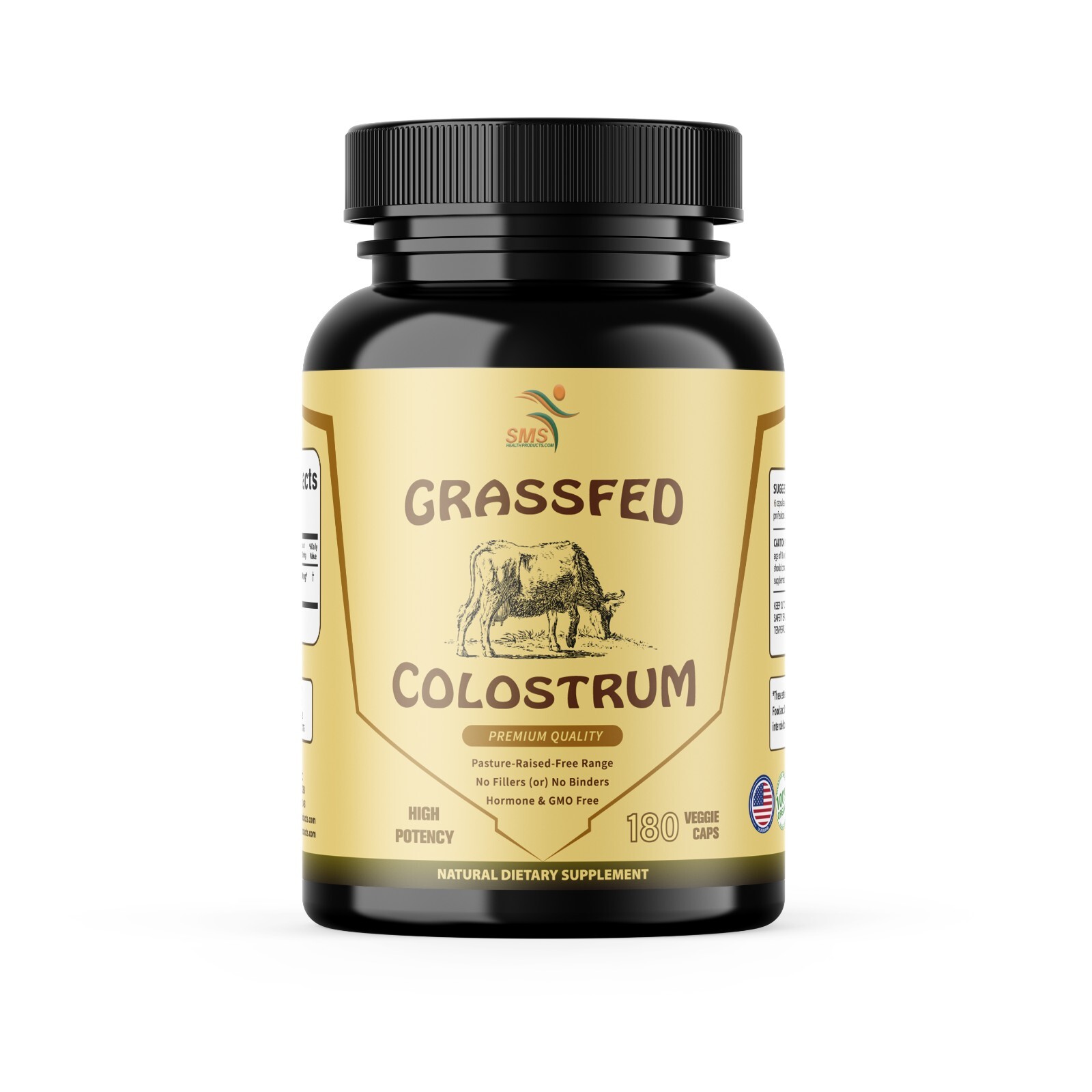 Desiccated Beef Colostrum, 100% Organic GrassFed Undefatted 180 Capsules