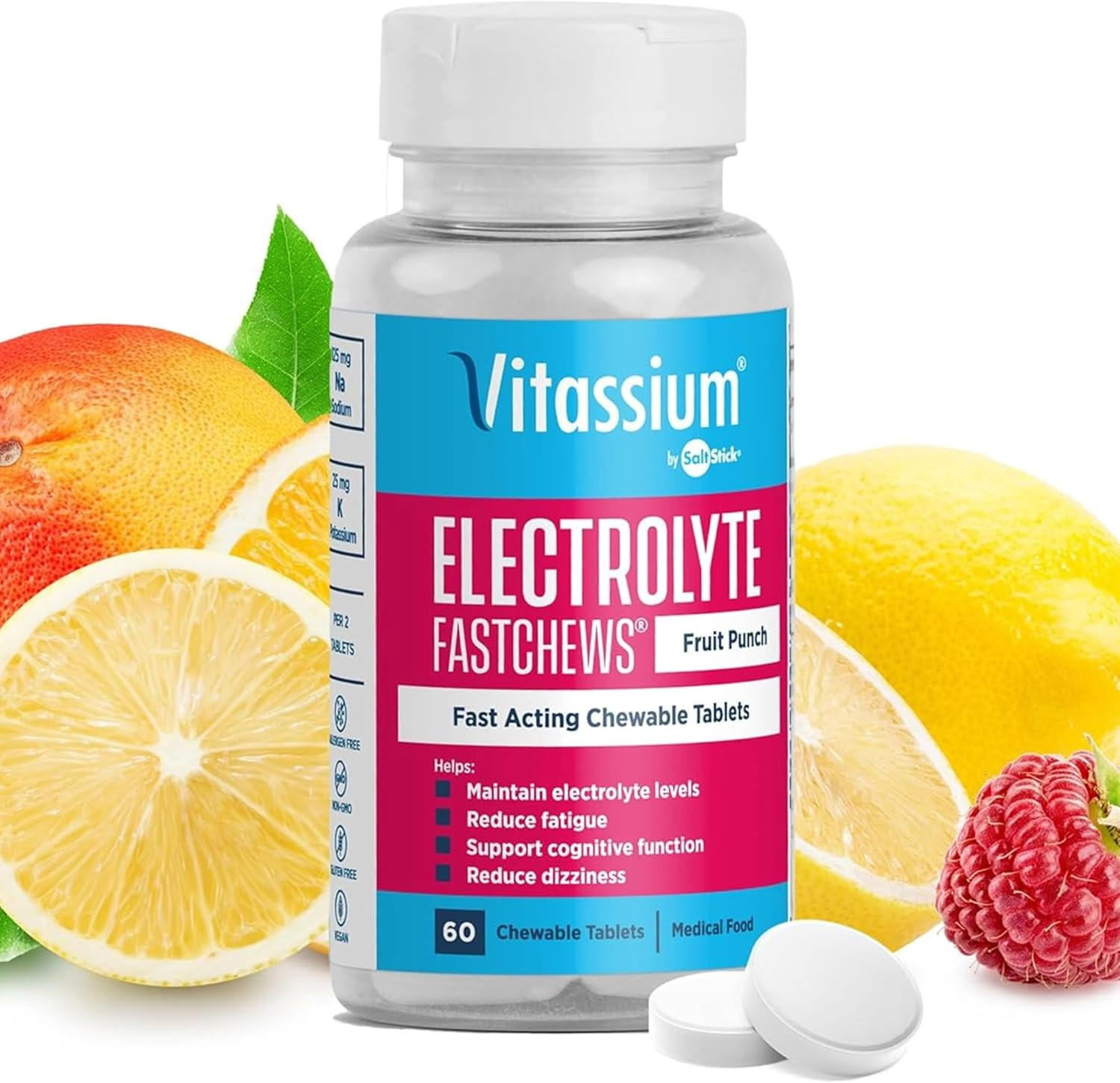 Vitassium FastChews, Chewable Electrolyte Tablets for Management of POTS and Hig