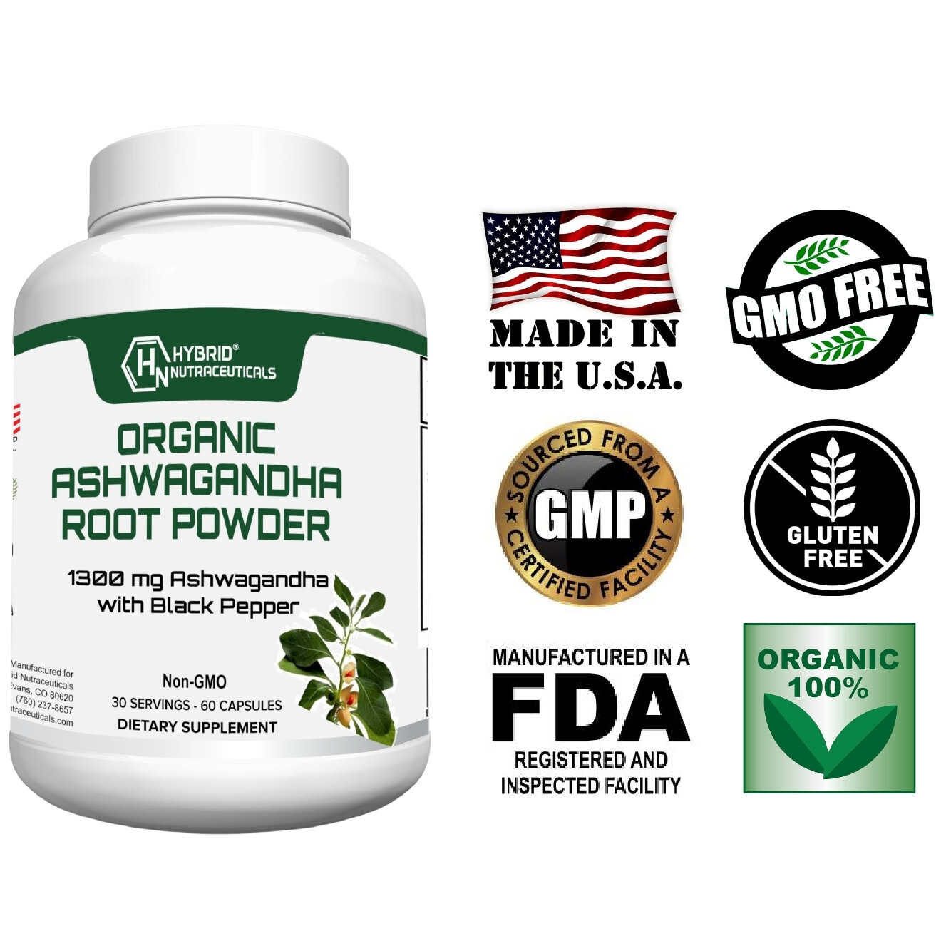 Organic Ashwagandha Capsule-Thyroid Support and Adrenal Fatigue Supplement-Vegan