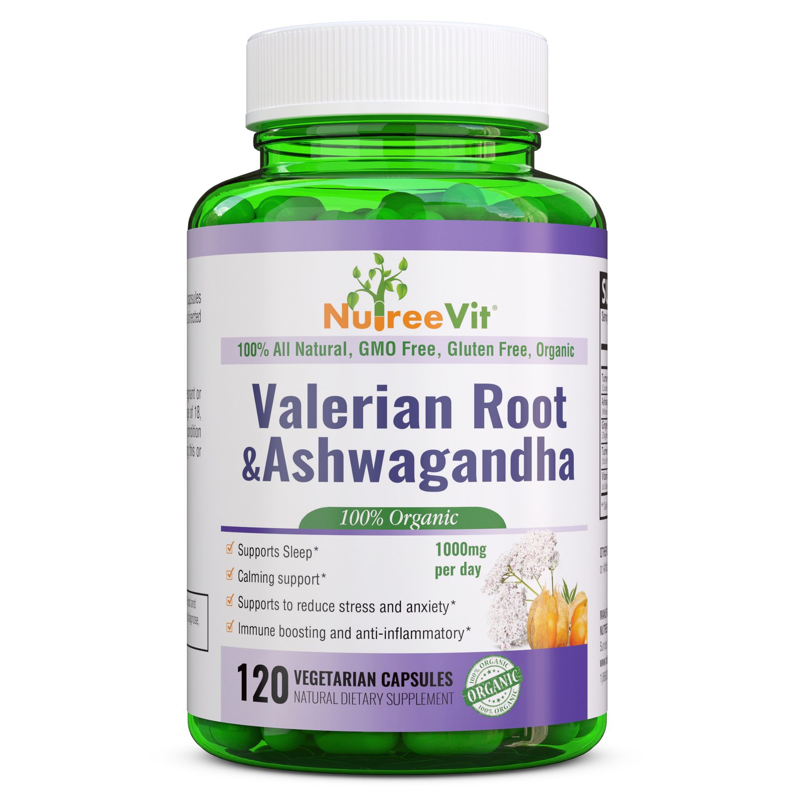 NutreeVit 100% Organic  -Valerian root & Ashwagandha