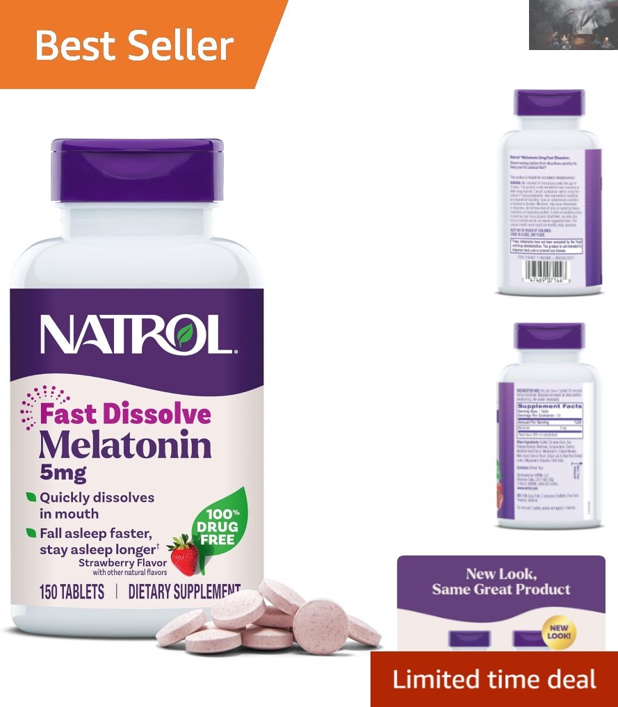 Melatonin 5mg Fast Dissolve Tablets – 150 Count for Restful Sleep Assistance