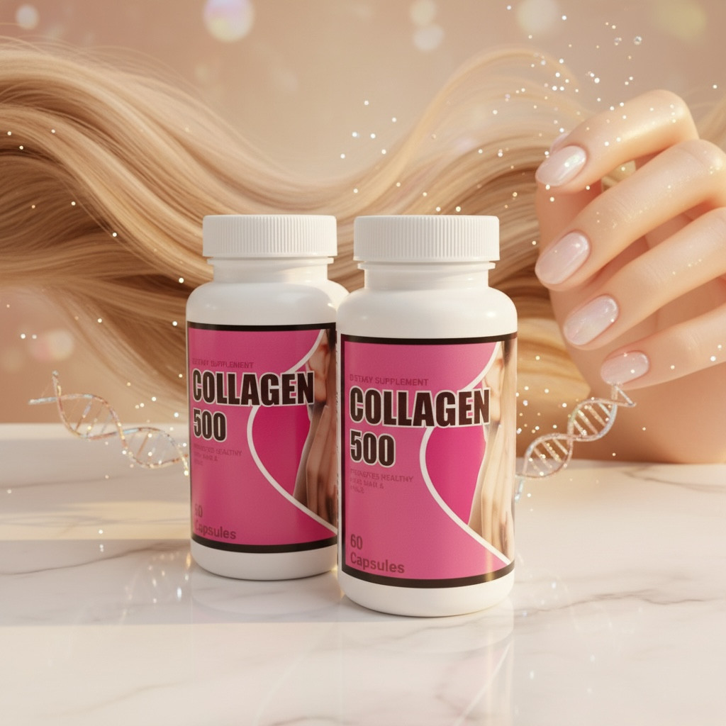 Collagen 500 mg x 60 Capsules each Skin Hair Nails Support  | 2 Bottles