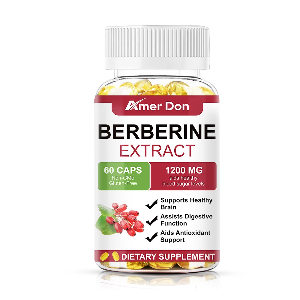 60 Capsules BERBERINE Extract Capsules 1200mg Blood Sugar Cardiovascular Support