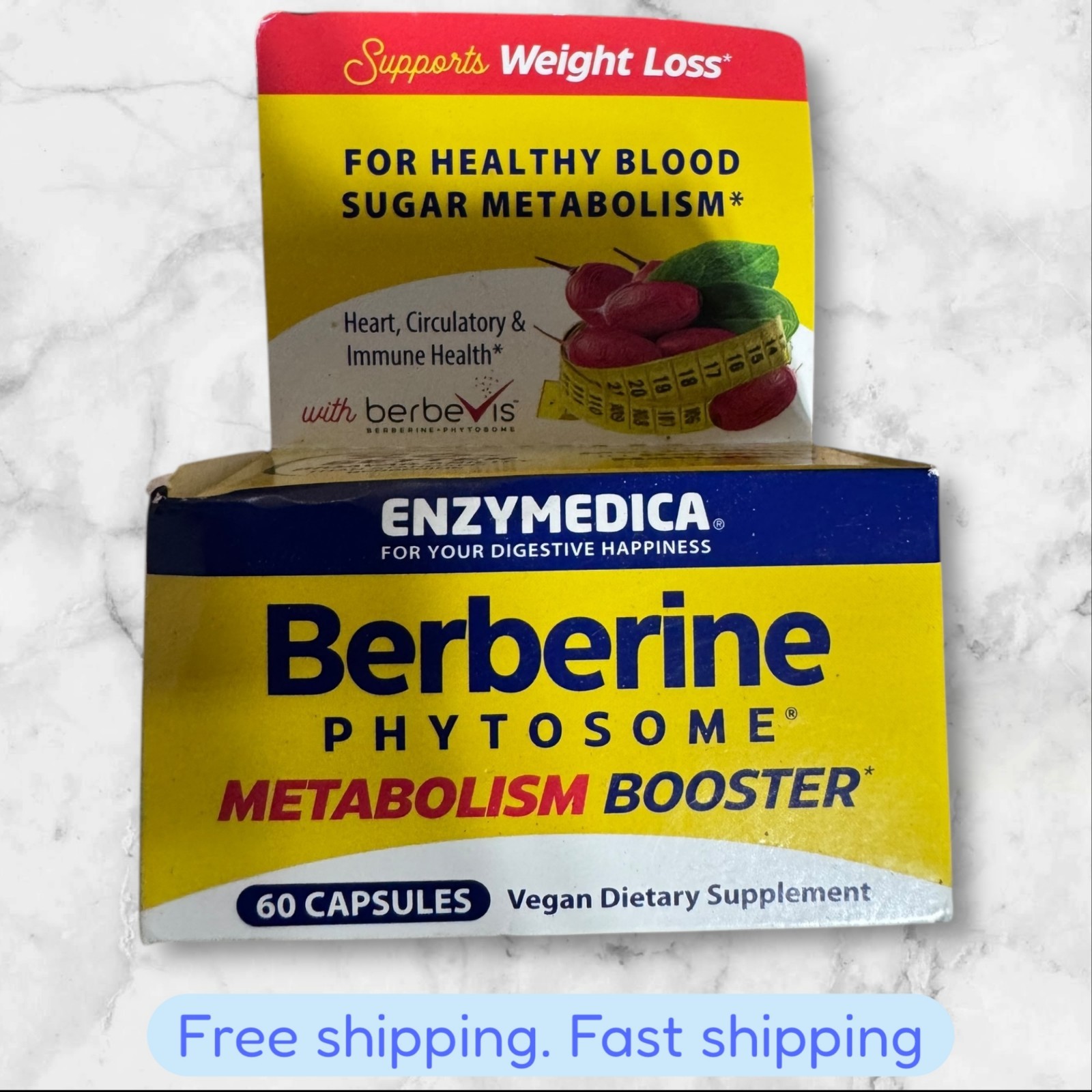 Enzymedica Berberine Phytosome 60 Caps Healthy Blood Sugar Metabolism Exp10/26++