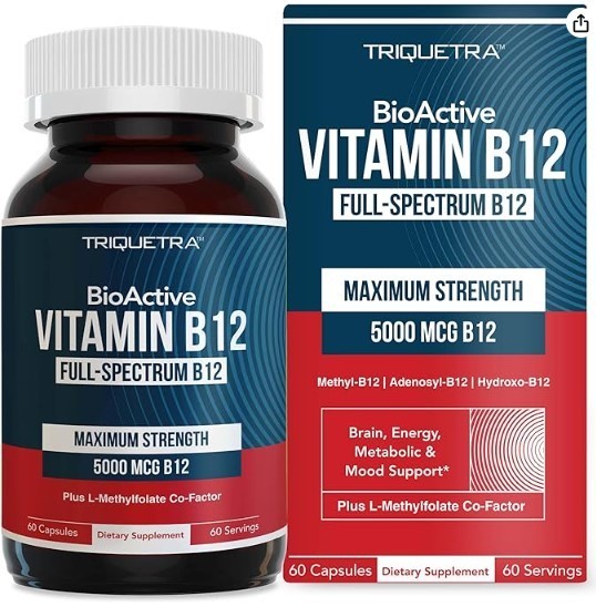 Vitamin B12 Capsules – 5000 mcg – (60 Servings) – Triquetra Health BioActive