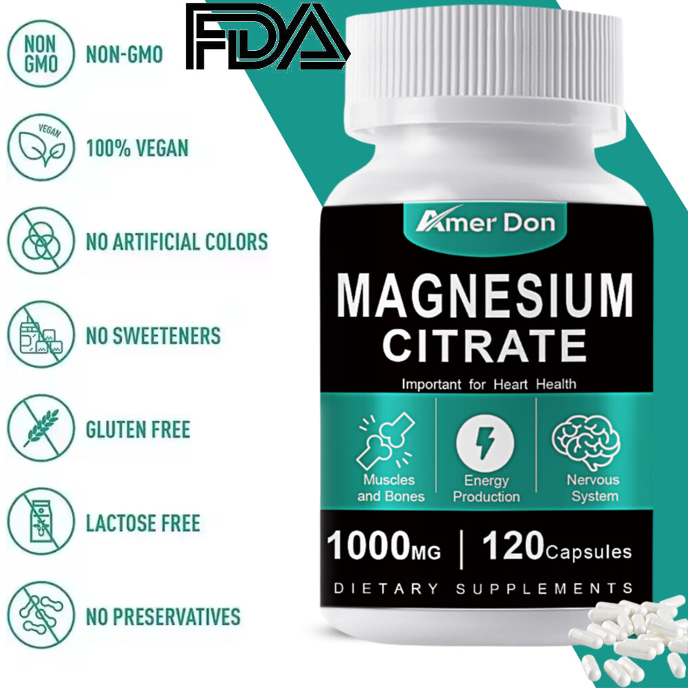 Magnesium Citrate Supplements 120 Caps 1000mg-High Strength Magnesium Caps Vegan