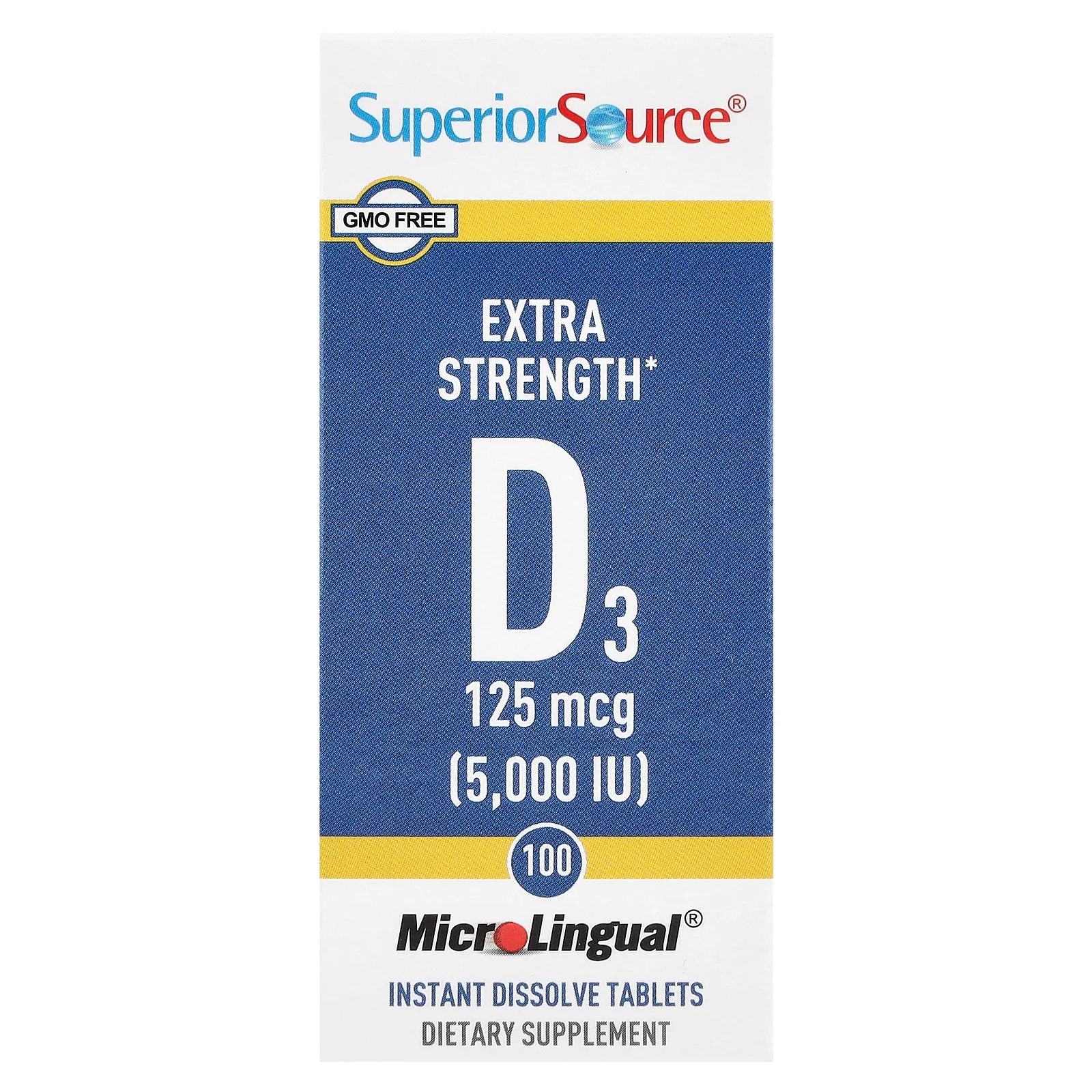 D3, 125 mcg (5,000 IU), 100 MicroLingual® Instant Dissolve Tablets