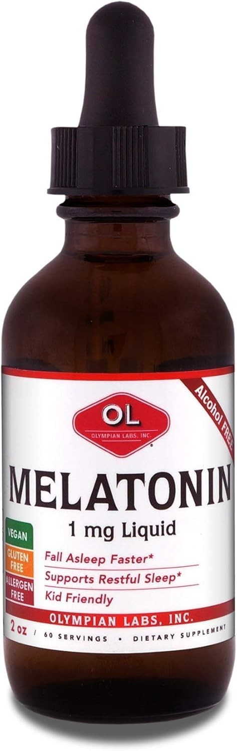 Natural Sleep Support Liquid Melatonin 1mg – 2 Oz Grape Flavor, Drug Free
