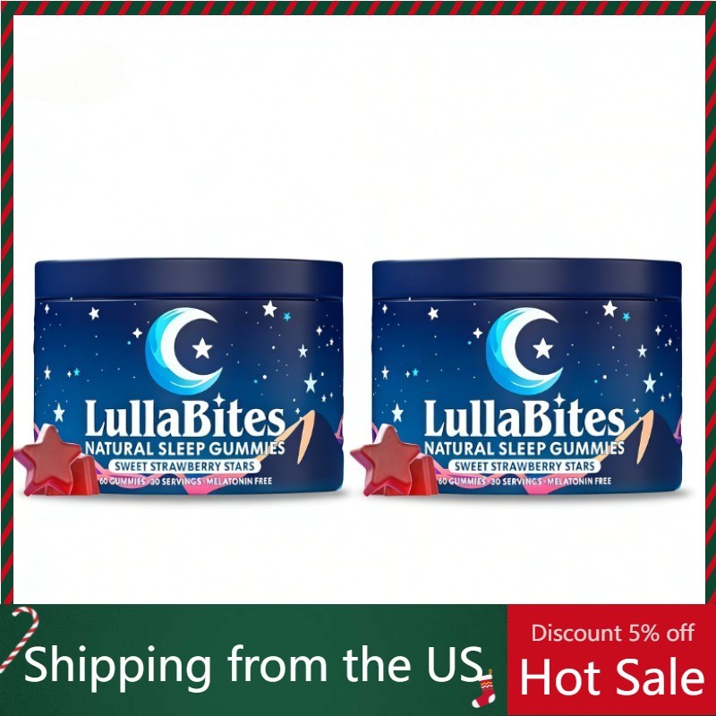 LullaBites Natural Sleep Gummies – Made in USA, With 5-HTP, 2 pack