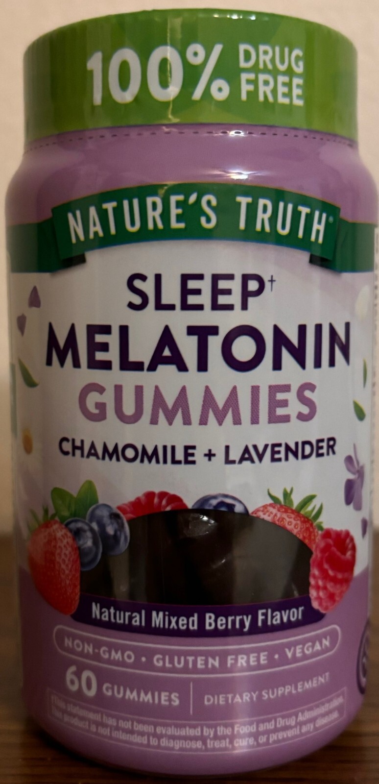 Melatonin Chamomile Plus Lavender 60 Gummies Mixed Berry Flavor