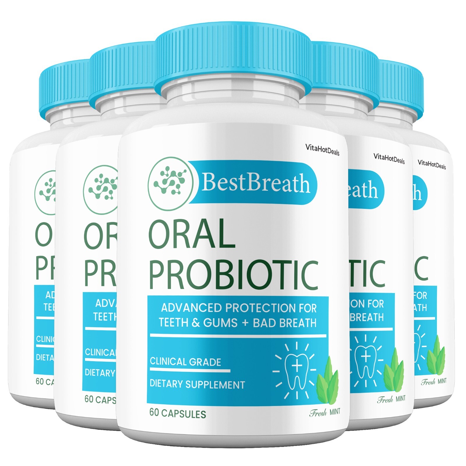 Best Breath for Gums & Teeth Probiotics, BestBreath Oral Supplement (5 Pack)