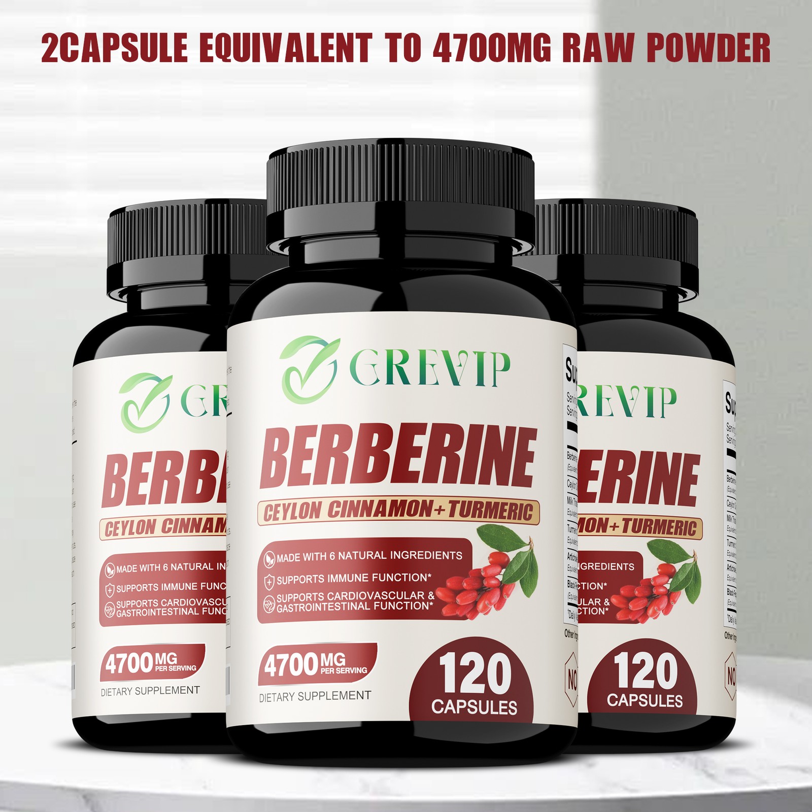 Berberine HCI 4700mg – Ceylon Cinnamon – Reduce Cholesterol, Blood Sugar Support
