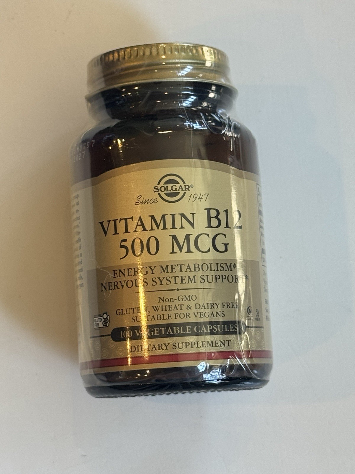 Solgar Vitamin B12 500mcg 100 Vegetable Capsules NEW SEALED Energy Nervous Sys