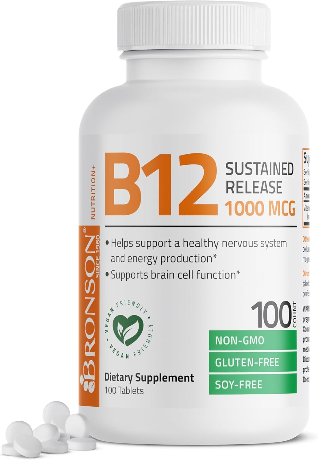 Vitamin B12 1000 mcg Sustained Release Premium Non GMO Tablets