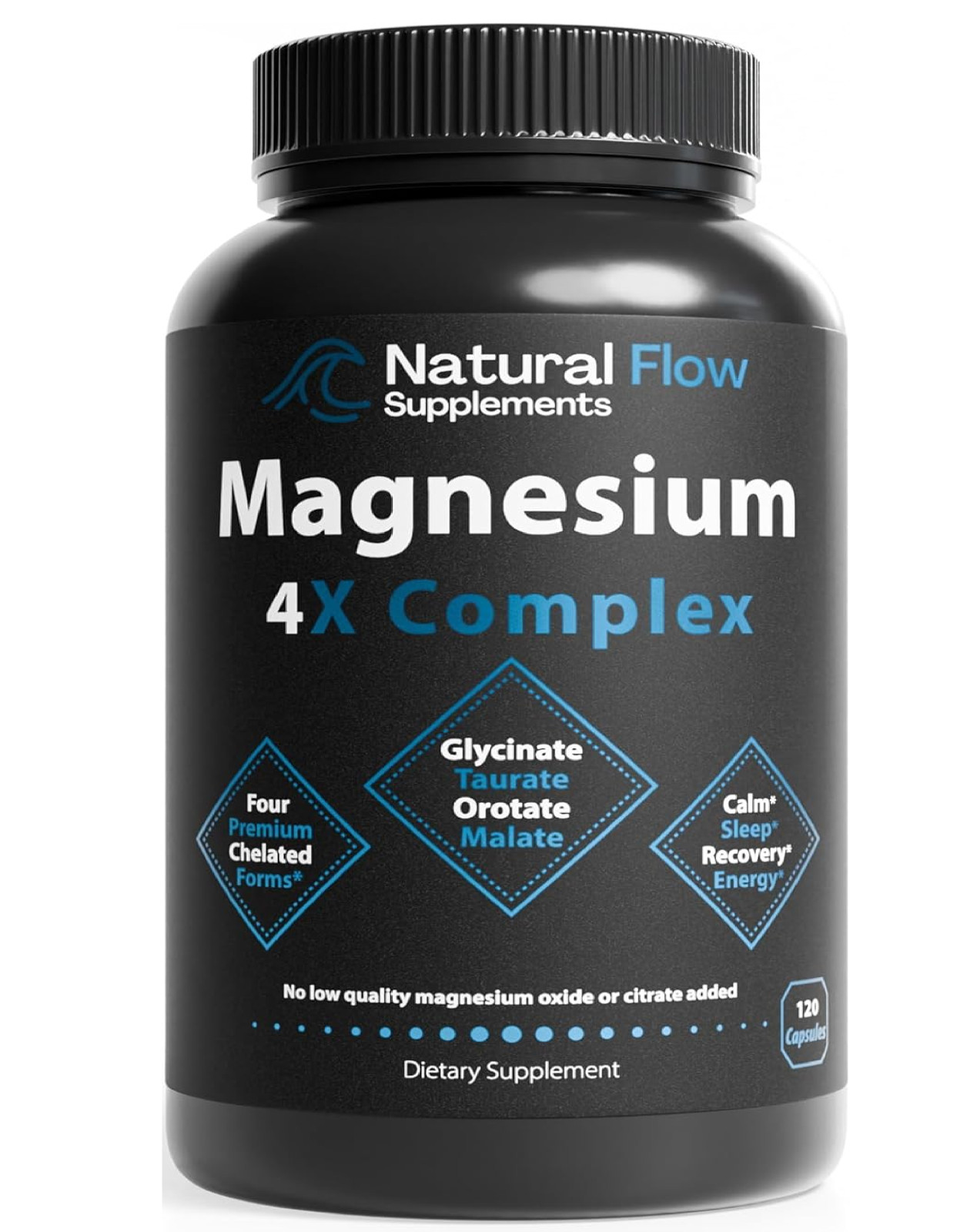 Natural Flow 4X Magnesium Supplement, Magnesium Glycinate, Taurate, Malate, Orot