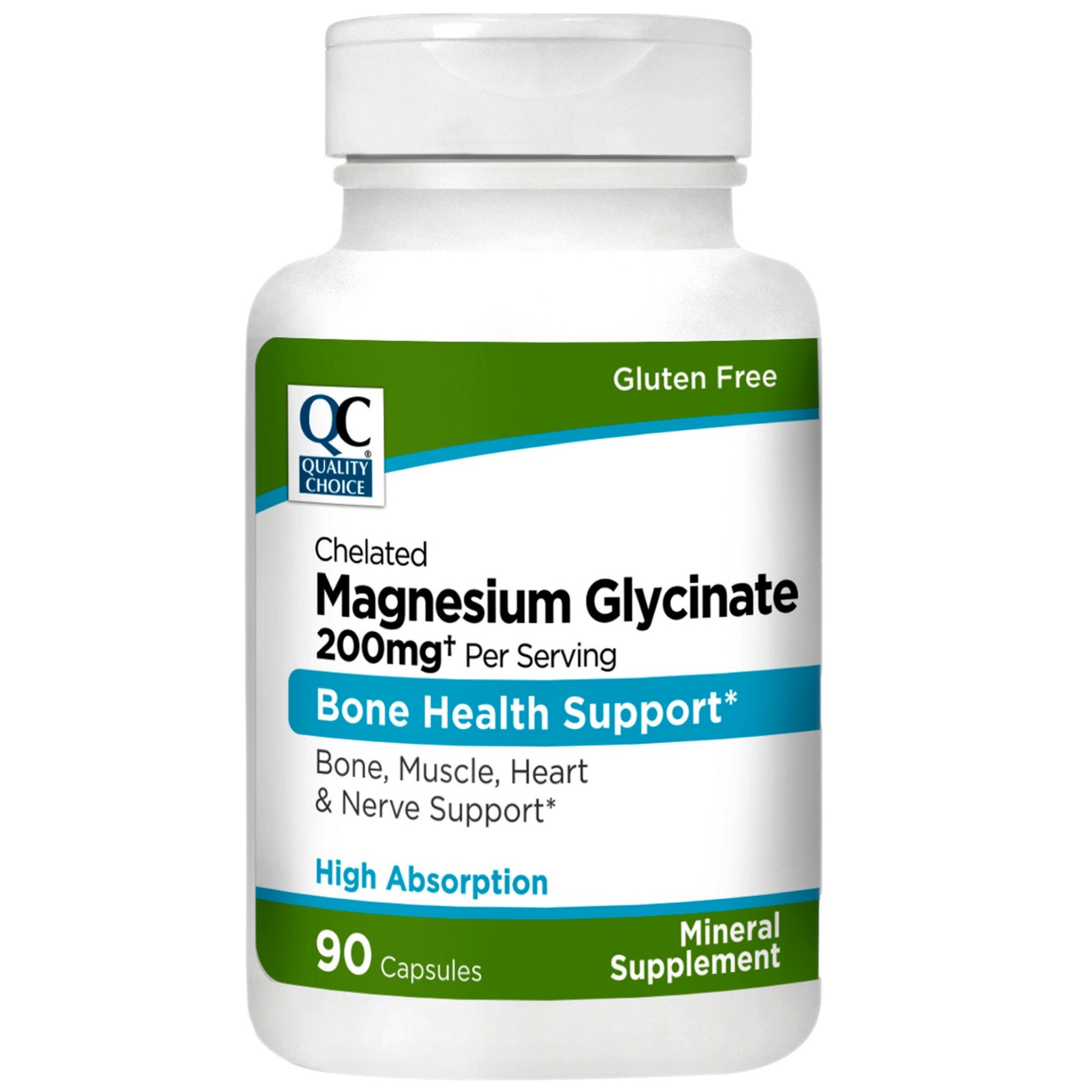 Quality Choice Magnesium Glycinate 200 mg Bone Muscle Heart Support 90 Capsules