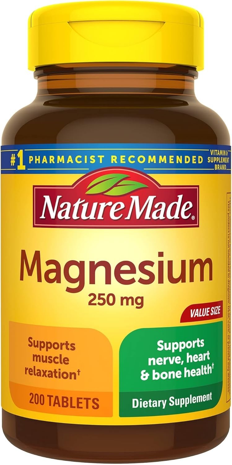 Daily Magnesium Supplement 250 mg, 200 Tablets for Men & Women – Gluten Free