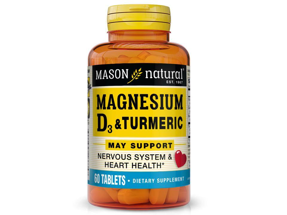 Magnesium & Vitamin D3 w/ Turmeric Bones Muscles Joints 60 Tablets