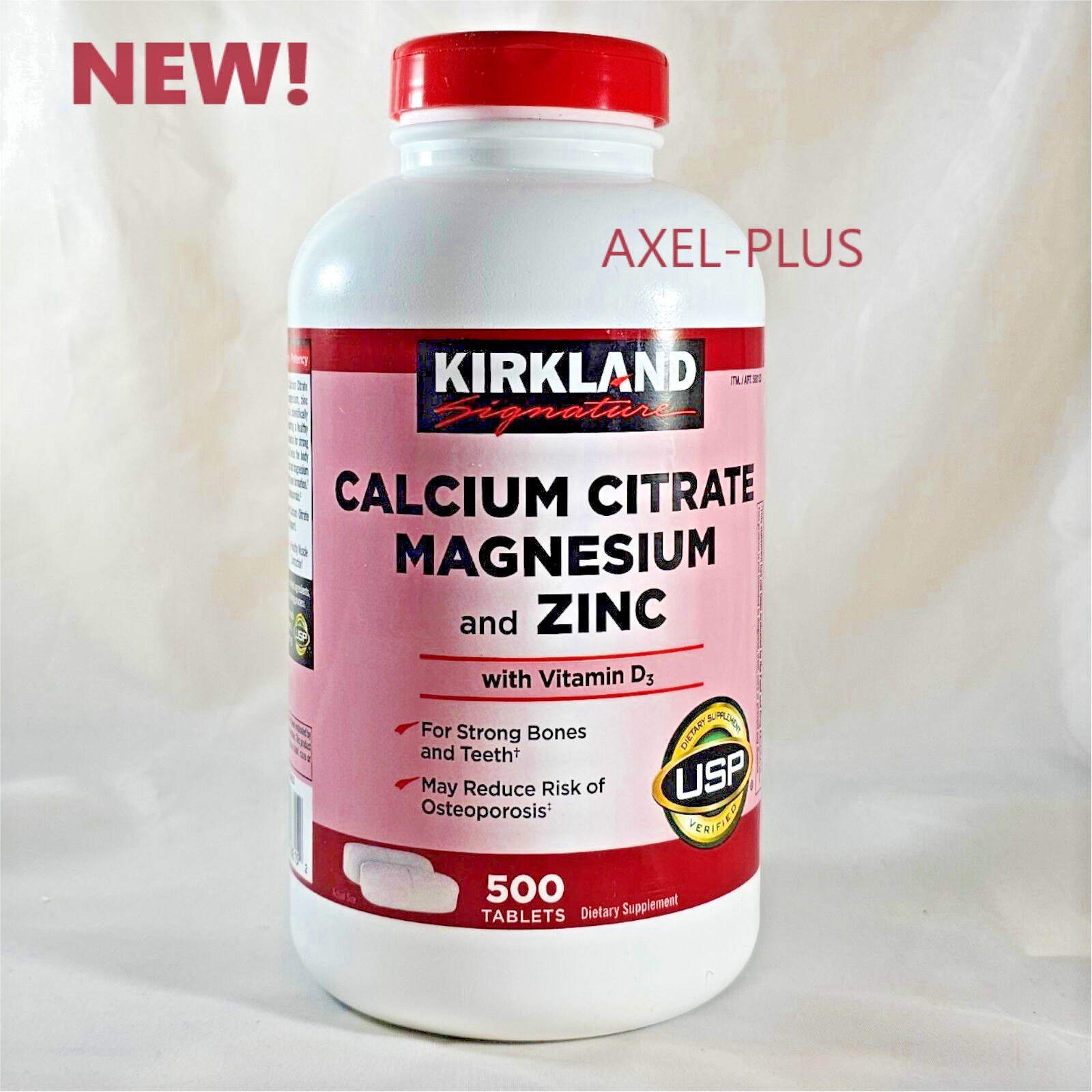Kirkland Signature Calcium Citrate, Magnesium and Zinc, 500 Tablets