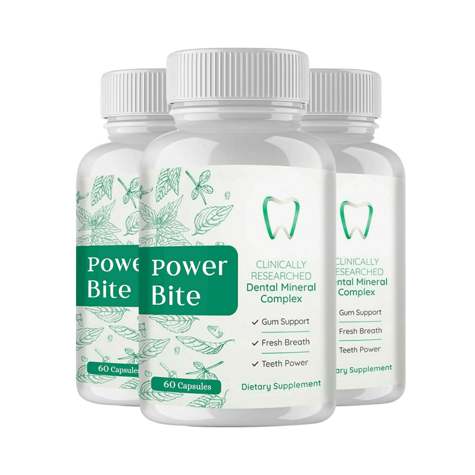 3-Pack Power Bite Oral Pills – Dietary Supplement For Teeth & Gums -180 Capsules