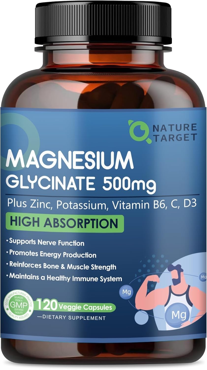 Magnesio con zinc y vitamina D3 | Apoya los huesos, músculos, corazón y nervios