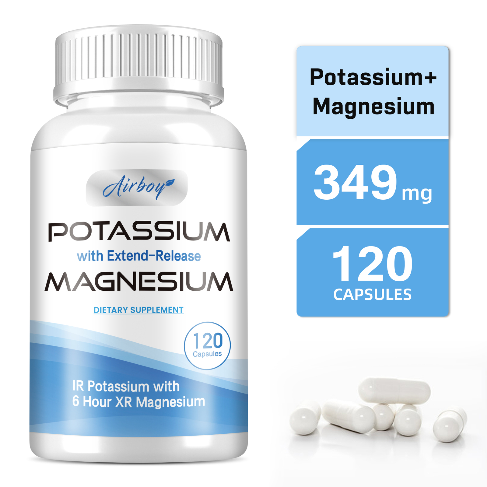 Potassium+Magnesium 349mg – Blood Pressure Health ,Muscle & Bone Health, Calm