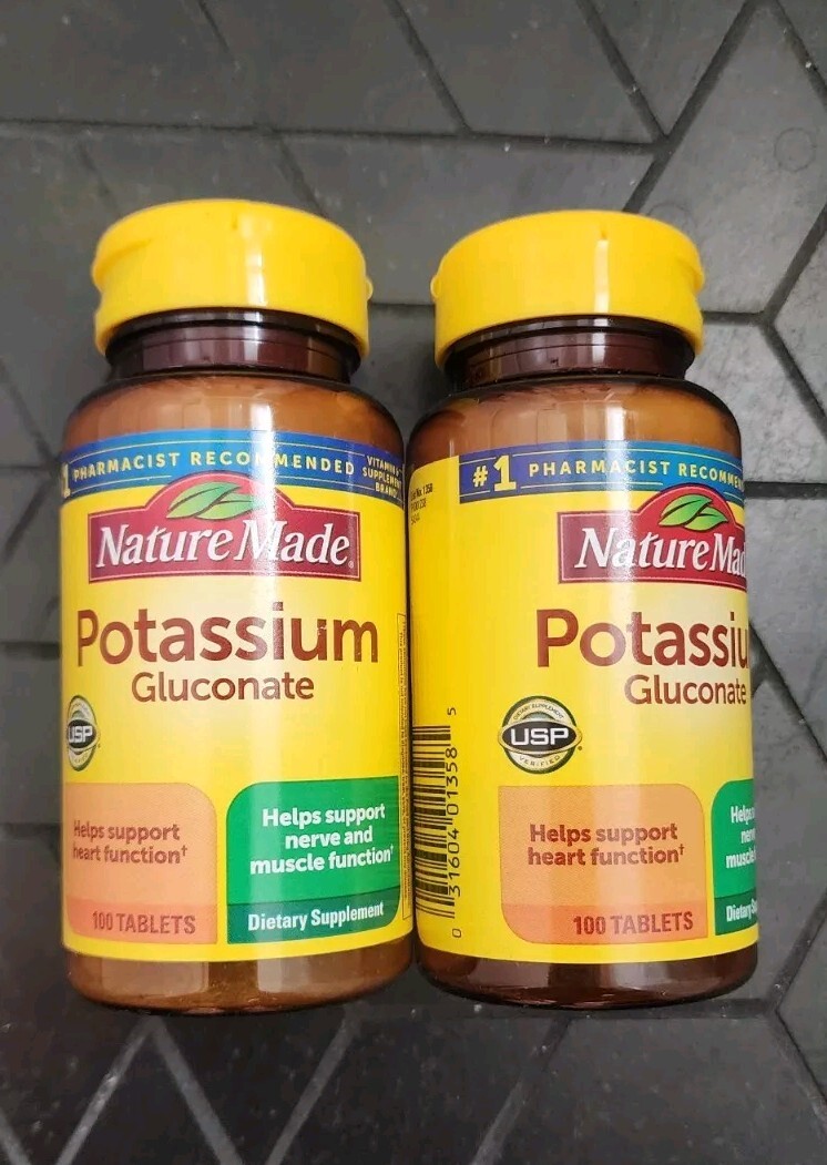 2 Pack Potassium Gluconate 550 mg 200 Tablets (2×100) Gluten Free Exp. 2/2028+